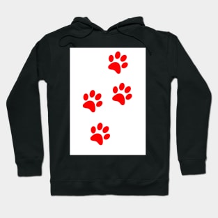 Red Pawprints on White Hoodie
